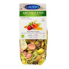 Giusto Sapore Italian Arcobaleno Vegan Vegetable Rainbow Pasta w/ Carrot, Red Beet, Turmeric, Spinach, Tomato, & Basil 500g - Giusto Sapore