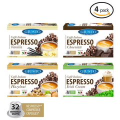 Giusto Sapore Caffe Italiano Espresso Italian Roasted Coffee - Nespresso Compatible Capsules  (Assorted Flavors - 32 Count) - Giusto Sapore