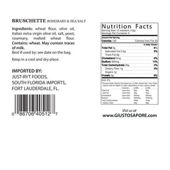 Giusto Sapore Bruschette Crackers 5.3oz. with Italian Extra Virgin Oil - Premium Vegan & GMO Free Gourmet Brand (Rosemary & Sea Salt) - Giusto Sapore