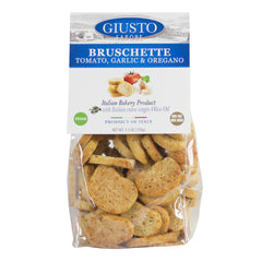 Giusto Sapore Bruschette Crackers 7.1oz. with Italian Extra Virgin Oil - (Tomato, Garlic & Oregano) - Giusto Sapore