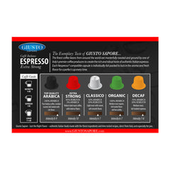 Giusto Sapore Caffe Italiano Espresso Italian Roasted Extra Strong Coffee - 10 Nespresso Compatible Capsules - Giusto Sapore