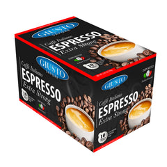 Giusto Sapore Caffe Italiano Espresso Italian Roasted Extra Strong Coffee - 10 Easy Serving Espresso Pods - Giusto Sapore