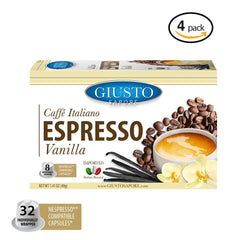 Giusto Sapore Caffe Italiano Espresso Italian Roasted Vanilla Coffee - 32 Nespresso Compatible Capsules - Giusto Sapore