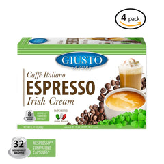 Giusto Sapore Caffe Italiano Espresso Italian Roasted Irish Cream Coffee - 32 Nespresso Compatible Capsules - Giusto Sapore