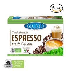 Giusto Sapore Caffe Italiano Espresso Italian Roasted Irish Cream Coffee - 48 Nespresso Compatible Capsules - Giusto Sapore