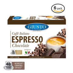 Giusto Sapore Caffe Italiano Espresso Italian Roasted Chocolate Coffee - 48 Nespresso Compatible Capsules - Giusto Sapore