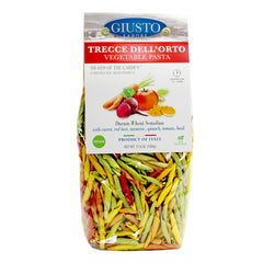 Giusto Sapore "Braids of the Garden" Vegetable Vegan Pasta W/ Carrot, Turmeric, Spinach, Tomato & Basil - 500g - Giusto Sapore