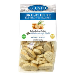 Giusto Sapore Bruschette Crackers 5.3oz. with Italian Extra Virgin Oil - Premium Vegan & GMO Free Gourmet Brand (Rosemary & Sea Salt) - Giusto Sapore