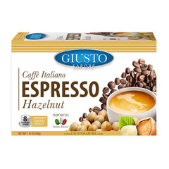 Giusto Sapore Caffe Italiano Espresso Italian Roasted Hazelnut Coffee - 8 Nespresso Compatible Capsules - Giusto Sapore