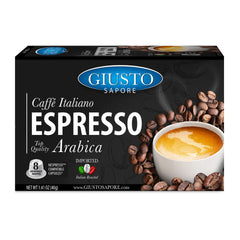 Giusto Sapore Caffe Italiano Espresso Italian Roasted Top Quality Arabica Coffee - 8 Nespresso Compatible Capsules - Giusto Sapore